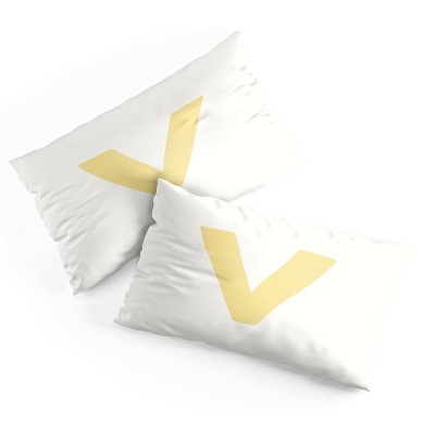 Deny Designs King April Lane Art Block Yellow Monogram V Microfiber Printed Pillow Sham