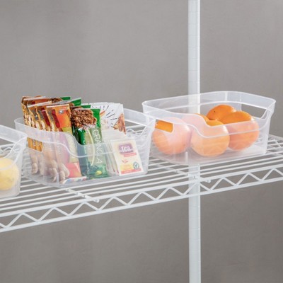 Clear Plastic Stackable Rectangle Storage Bins with Carry Handles, 16 Pack