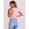 Allegra K Women's Sleeveless Crew Neck Side Ruched Waffle Knit Casual Tank Top - 3 of 4