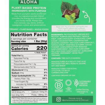 ALOHA Chocolate Mint Protein Bars - 9.88oz/5ct
