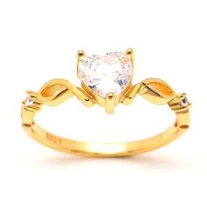 Allie Engagement Ring for Women by Ginger Lyne Collection  Cz Heart Gold Sterling Silver - 1 of 4