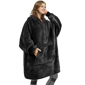 Catalonia Women's Oversized Flannel Blanket Hoodie - Cozy Wearable Plush Fleece Pullover, Soft Lounge Sweatshirt for Home, Camping, Outdoor Comfort - 1 of 4