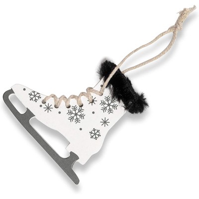 Festive Wooden Ice Skates Christmas Tree Ornaments Set