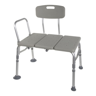 Gray Adjustable Plastic Bath Transfer Bench with Backrest