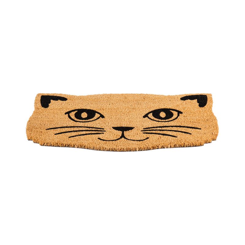 Evergreen Cat Face Shaped Indoor Outdoor Natural Coir Doormat 1'4"x2'4" Brown, 5 of 10