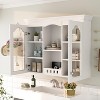 ORRD White Wall Mounted Medicine Cabinet with 2 Glass Doors, Bathroom Storage Organizer Over Toilet with Adjustable Shelves - 3 of 4