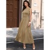INSPIRE CHIC Women's Crew Collar High Waist Sleeveless Side Pockets Casual Work A-Line Maxi Dresses - 4 of 4