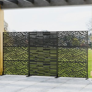Wooakway 142"W x 72"H Black Metal Trellis Panel Outdoor Garden Privacy Screen with Scroll Design Indoor Room Divider for Patio Balcony and Yard Decor - 1 of 4