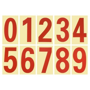 Unique Bargains 0 - 9 Vinyl Waterproof Self-Adhesive Reflective Mailbox Numbers Sticker 3.27 Inch Red 5 Set - 1 of 4