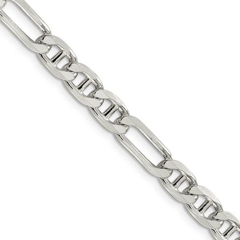 Black Bow Jewelry Mens 6.5mm Sterling Silver Solid Figaro Anchor Chain Bracelet - image 1 of 4