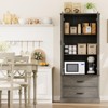 Modern Kitchen Pantry Closet with Adjustable Shelves and 2 Doors and Drawers, Cupboard for Dining Room, Living Room, White & Rustic Grey - 2 of 4