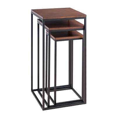 Set of 3 Murchway Square Nesting Tables Black/Espresso - Aiden Lane