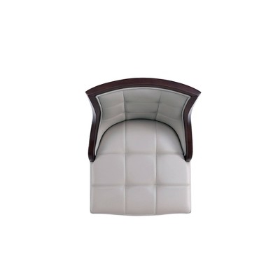 Set of 2 Light Grey Faux Leather Walnut Wood Bar Stools