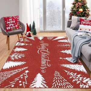 Washable Christmas Tree Area Rug, Anti-Slip Low Pile Non-Shedding Carpet for Living Room, Bedroom and Dining Room - 1 of 4