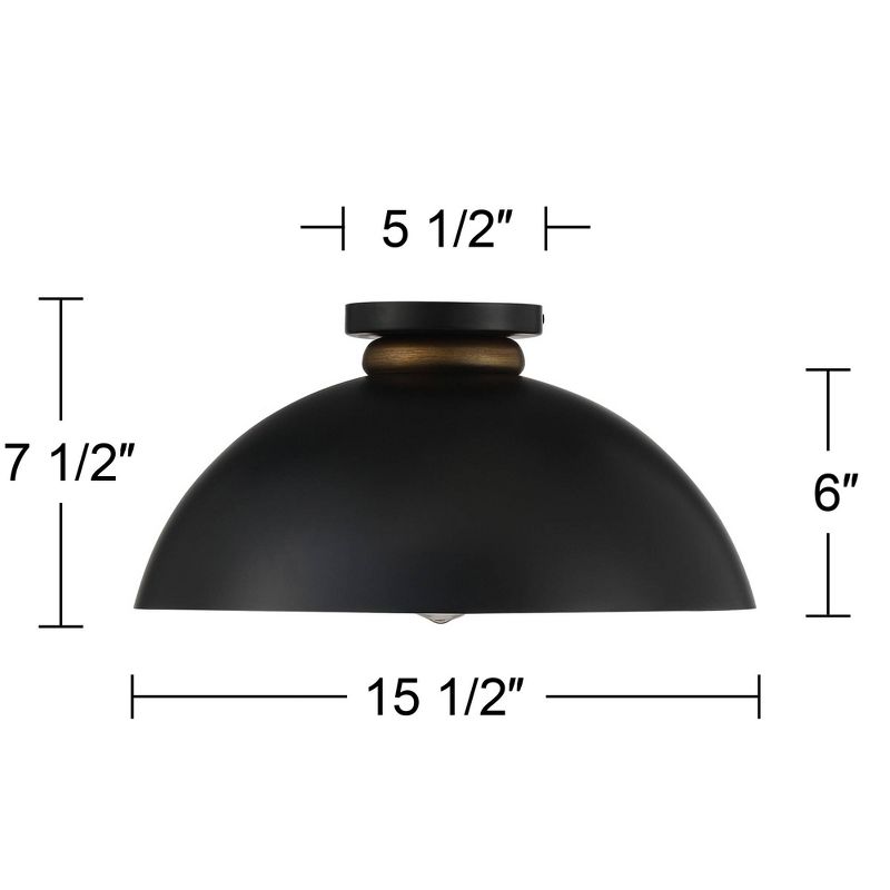 Possini Euro Design Janie Industrial Semi Flush Mount Fixture 15 1/2" Wide Black Gold Dome Shade for Bedroom Kitchen Living Room Hallway Schoolhouse, 4 of 8