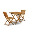 East West Furniture 3-Pc Outdoor Patio Set Consists of a Wooden Folding Table & 2 Folding Camping Chairs Ideal for Garden, Terrace, Bistro, & Porch - 3 of 4