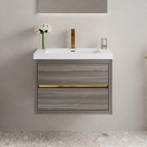 Osparple Modern Bathroom Vanity with Stone Resin Sink Wall-Mounted Bathroom Vanity with 2 Multi-functional Drawers for Small Bathroom - 1 of 3