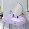 Roundhill Furniture Liannon Contemporary Wood Vanity and Stool Set, Purple - 3 of 4