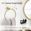 Itopfox 10 Piece Brushed Gold Bathroom Hardware Set 23.6 Inch Towel Bar Toilet Paper Holder Towel Ring Hooks Stainless Steel Wall Mounted - 3 of 4