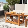 Tangkula Patio Coffee Table Outdoor Acacia Slatted Coffee Table w/ Slatted Tabletop - 4 of 4