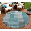 Teal Blue Aqua And Gray Striped Washable Indoor Outdoor Area Rug - 2 of 4