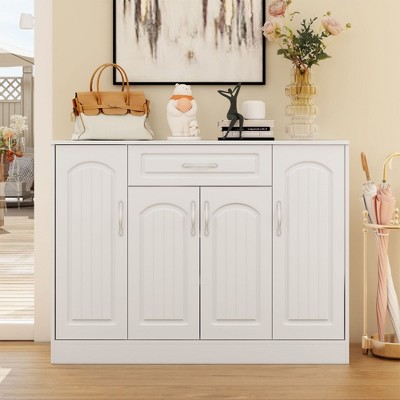 Famapy White 2-Doors Entryway Shoe Cabinet With Storage Drawer