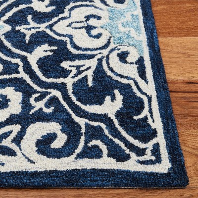 Artisanal Light Blue Wool Runner Rug - Hand-Tufted, Reversible 2'3" x 8'