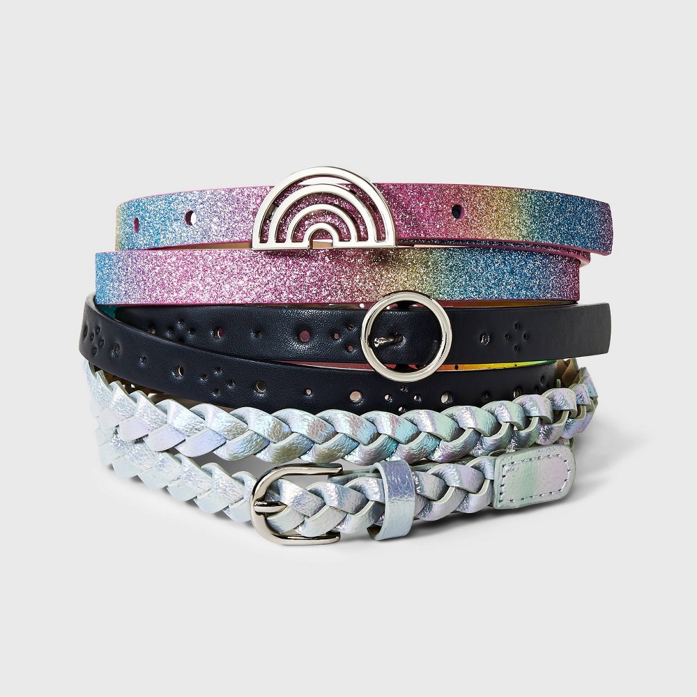 Girls 3pk Rainbow Belt Set