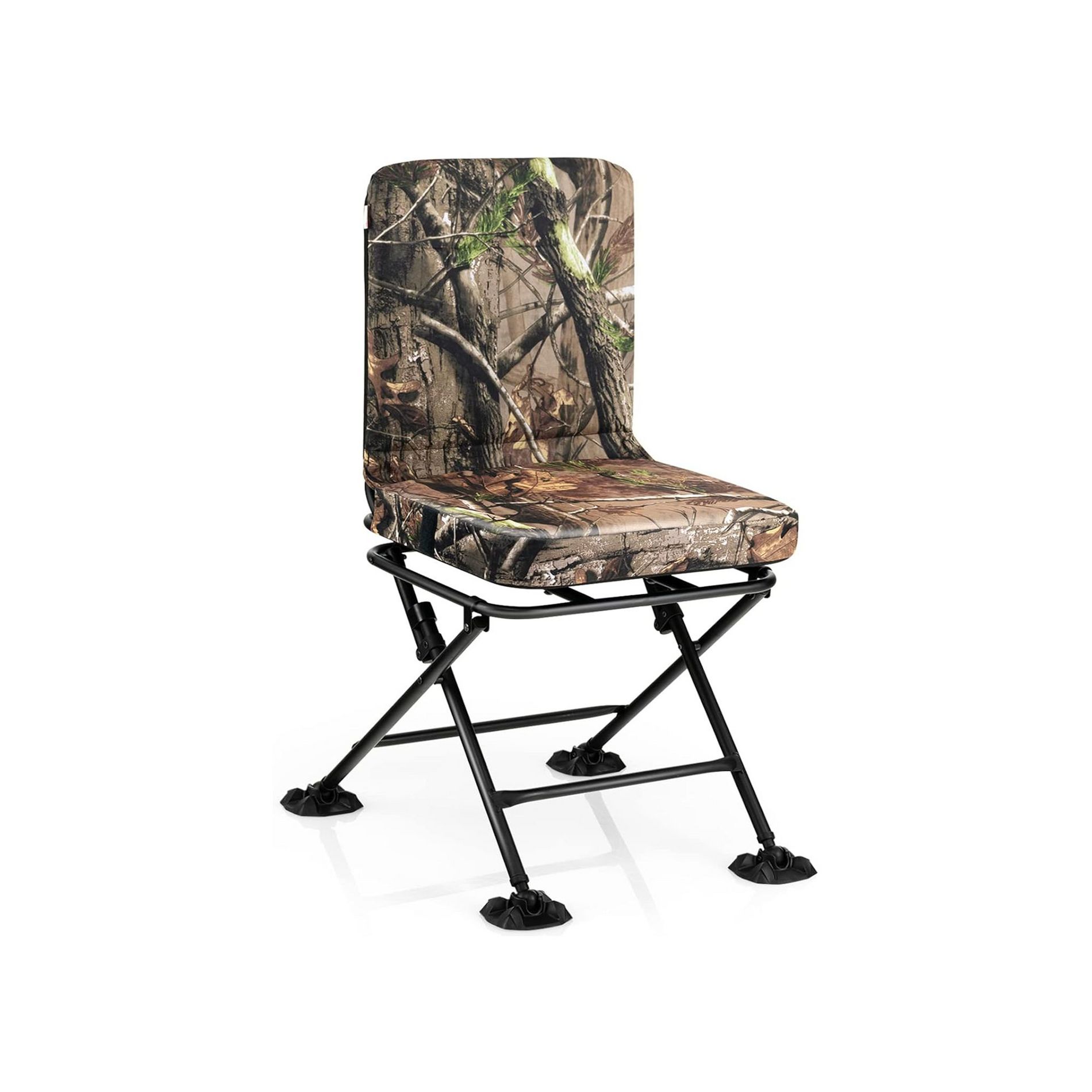 Gymax 360 Degree Swivel Silent Camping Chair Folding Chair W/ Padded Seat & Backrest Non-Slip Oversized Duck Feet Camouflage