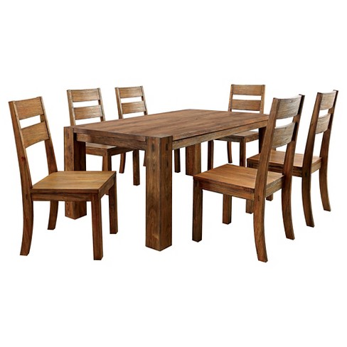 7pc Arsenio sturdy Dining Table Set Dark Oak Homes Inside Out