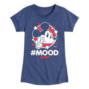 Girls' - Disney - Mickey Mouse Hashtag Mood Fitted Short Sleeve Graphic T-Shirt - 1 of 4