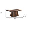 HomeRoots 75" Brown Solid Wood Pedestal Base Dining Table - 3 of 4