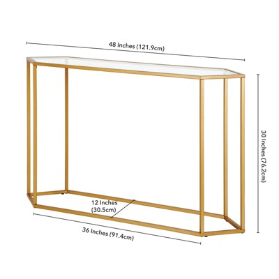 Gold Hexagonal Glass and Metal Hallway Table