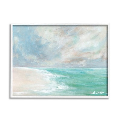 Stupell Industries Peaceful Beach Foam Shore Scenery Framed Giclee Art