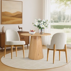 3-Piece Modern Round Dining Table Set, 35" Dining Table with 2 Upholstered Armless Dining Chairs for Small Dining Room, Kitchen-Maison Boucle - 1 of 4