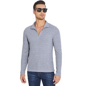 Clearlove Men's Polo Shirt Quarter Zip Up Casual Stretch Lightweight Mock Neck Knitwear - 1 of 4