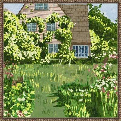 Melissa Wang Green Cottage Garden Canvas Print with Bronze Frame