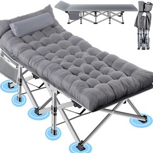 Folding Camping Cot with Pillow, 75" x 28" Heavy Duty Folding Bed Cot with Carry Bag for Traveling Camp Office - 1 of 4
