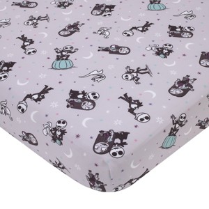 NoJo Disney Nightmare Before Christmas Gray, Black, White, and Blue, Jack Skellington Super Soft Nursery Fitted Crib Sheet - 1 of 4
