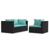 vidaXL 3 Piece Patio Lounge Set with Cushions Black Poly Rattan - 2 of 4