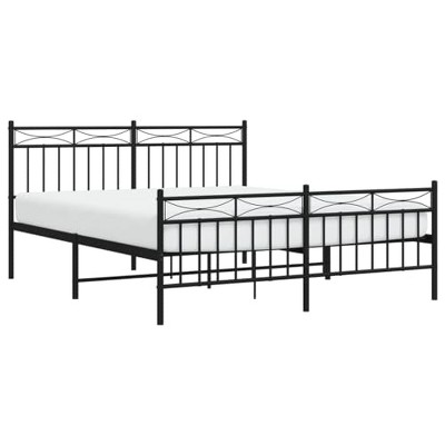 vidaXL Modern Black Metal Bed Frame with Headboard and Footboard - Robust Steel Construction
