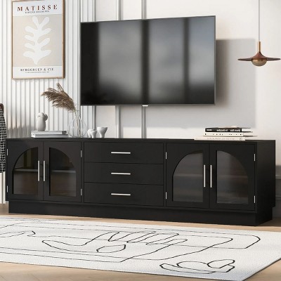 Modern TV Stand With Storage,TV Stand For 75 Inch TV,TV Stand Console With Adjustable Shelves Inside For Living Room-Cuddlewood