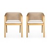 Coolbibila Modern Teak Wooden Fabric Upholstered Dining Chair Set of 2,Indoor Rope Back Kitchen Dining Room Chair,Cushion Outdoor Dining Chair - 4 of 4