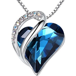 Leafael Infinity Love Heart Pendant Necklace Birthstone Crystal Jewelry Gifts for Women, Silver-tone, 18"+2" - 1 of 4