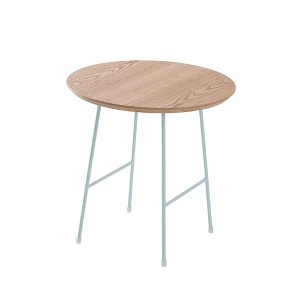 LeisureMod Rossmore Modern Round Side Table with White Steel Frame - 1 of 4