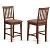 HomeStock Counter Stool-Linen Fabric Pub Height Wooden Chairs - 3 of 4