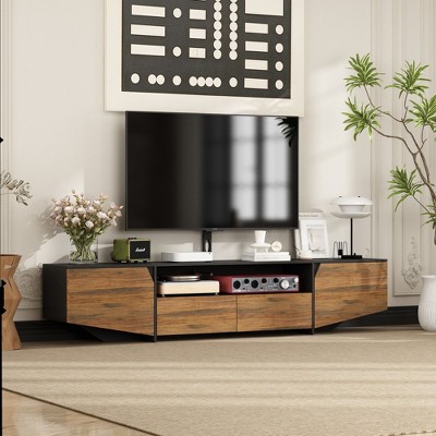 FUFU&GAGA Modern Media Console with TV Rack, Storage Doors, and Drawers for Living Room