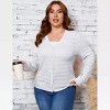 Womens Plus Size Caridigan Lightweight Crohcet Cardigan Ribbed Cuff Front Button Down Long Sleeve Sweater with V Neck - 4 of 4