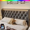 Whizmax Bed Frame with Charging Station, Tall Upholstered Bed Frame with Wingback Headboard, Button Tufted, Noise-Free, No Box Spring Needed, Gray - 3 of 4