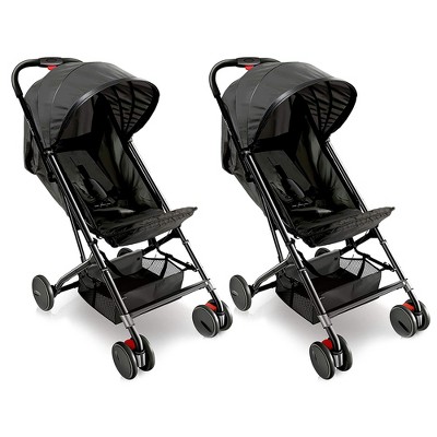 Jovial Portable Folding Lightweight Compact Baby Stroller with Bag for Airplane Travel for Babies, Infants, and Toddlers, Black (2 Pack)